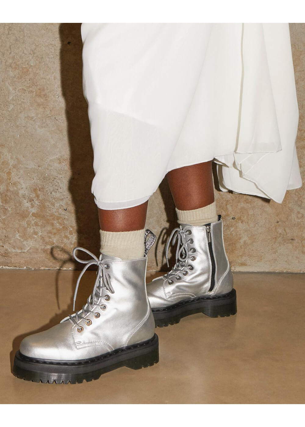 Silver doc martens shoes online